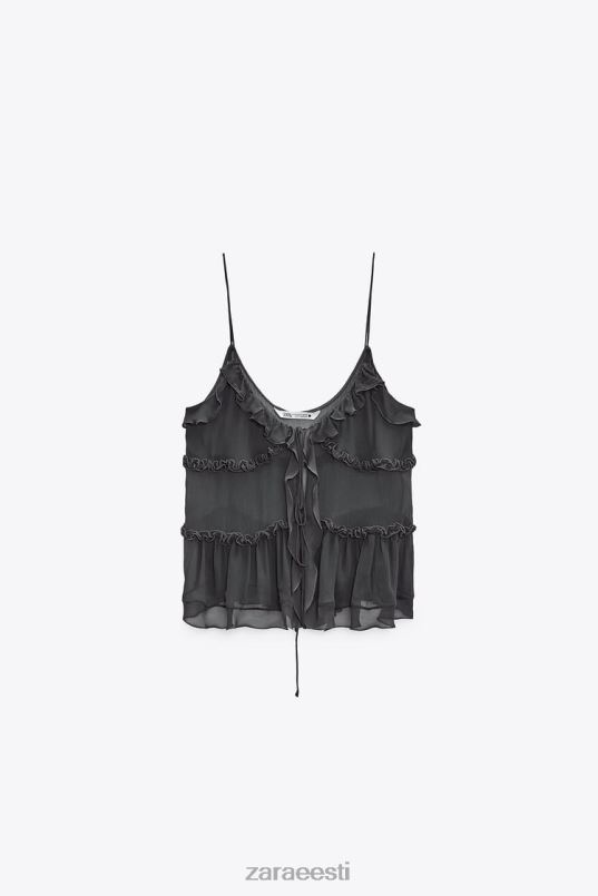 Zara volangidega poolläbipaistev top naised antratsiithall Riietus 42F0H271