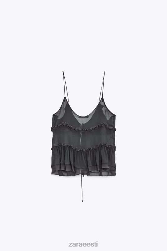 Zara volangidega poolläbipaistev top naised antratsiithall Riietus 42F0H271